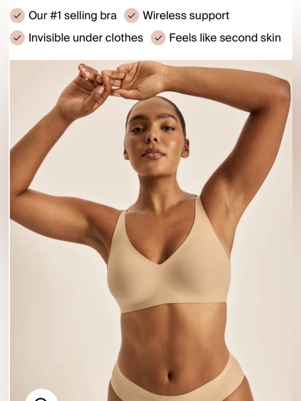 Knix Revolution V-Neck Bra in Sand  Large++ 36F 36G